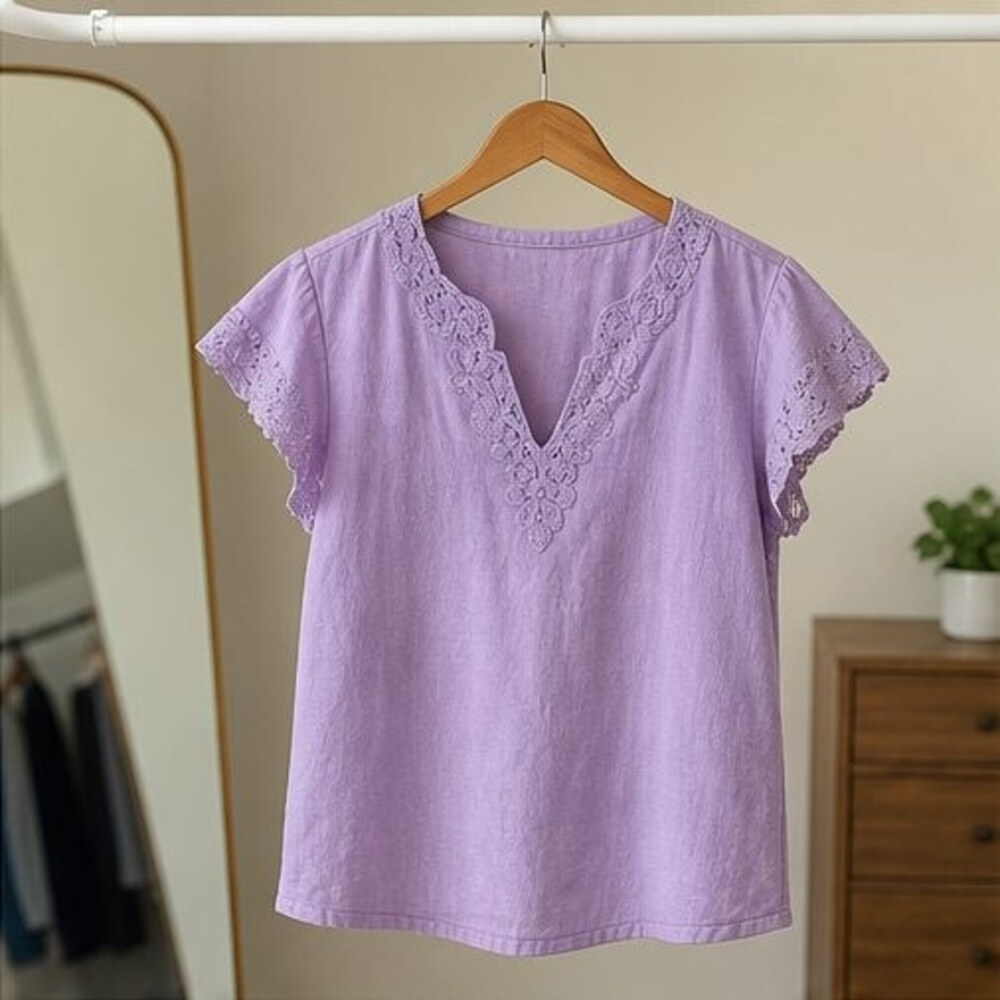 Lilac Lace Trim Top